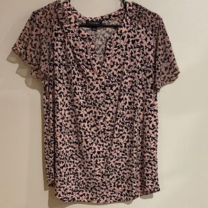 Roz & Ali Pink and Black Patterned Blouse